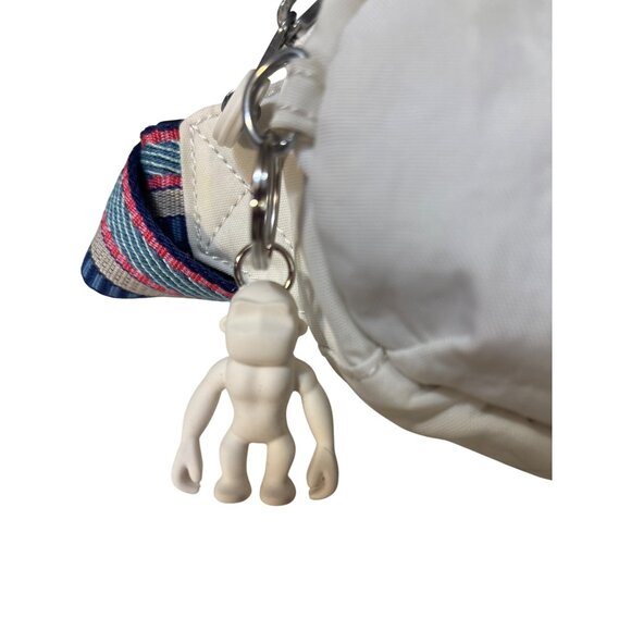 Kipling White Waist Bag With Monkey Keychain And Striped Adjustable Strap - Picture 3 of 7